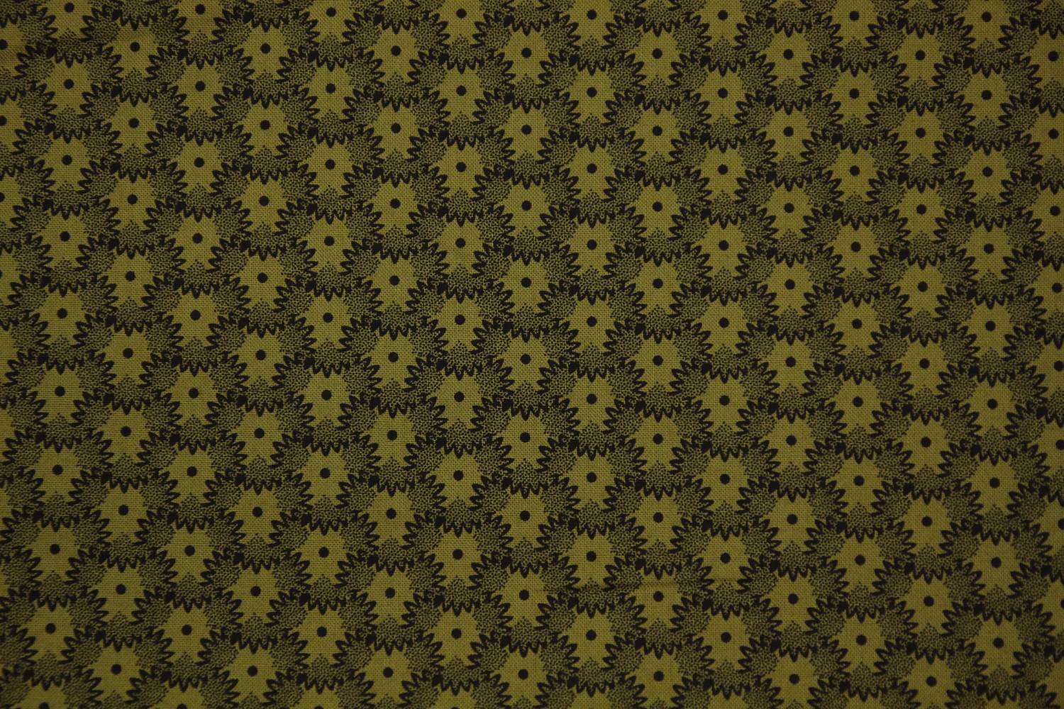 quiltstof-olijfgroen-zwarte stip en zigz