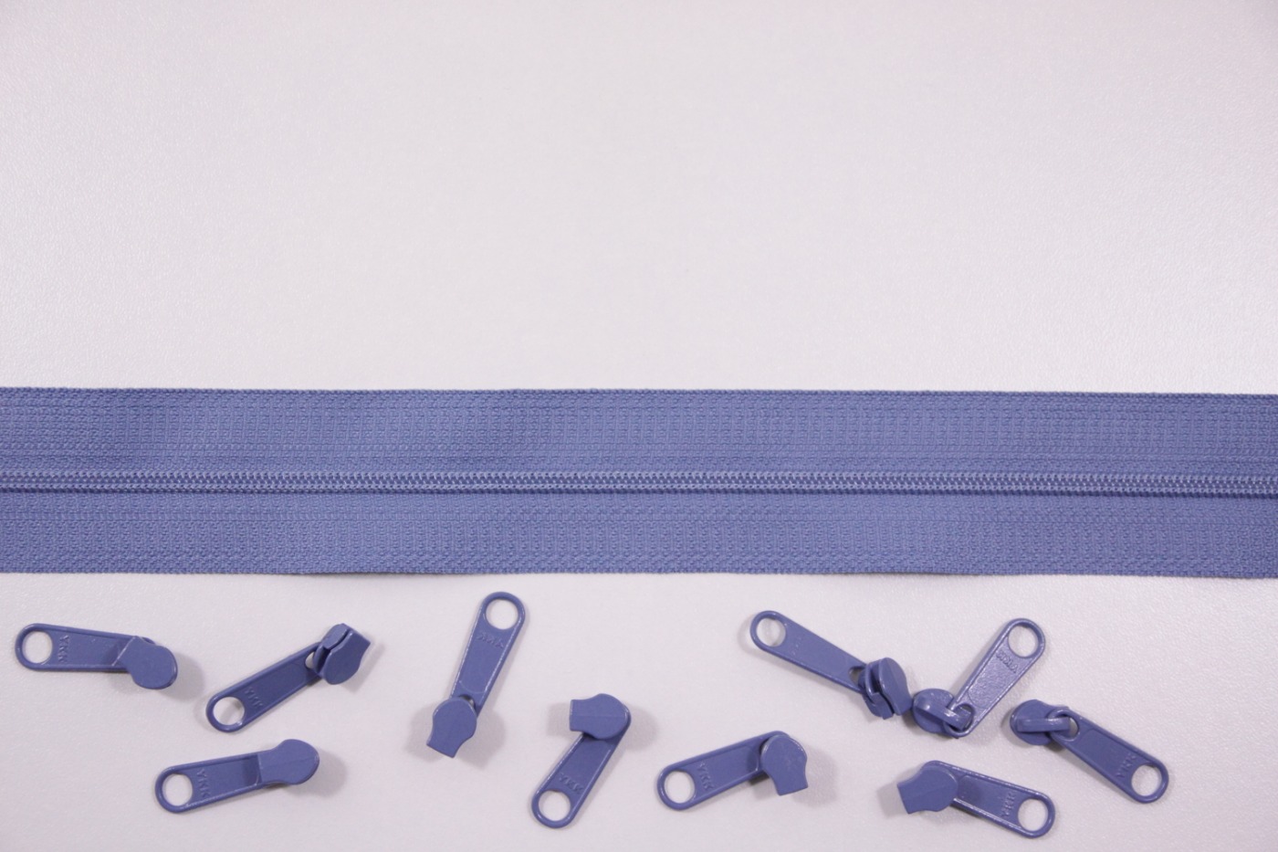Rits-oud blauw-2 meter lang-10 zippers-Y