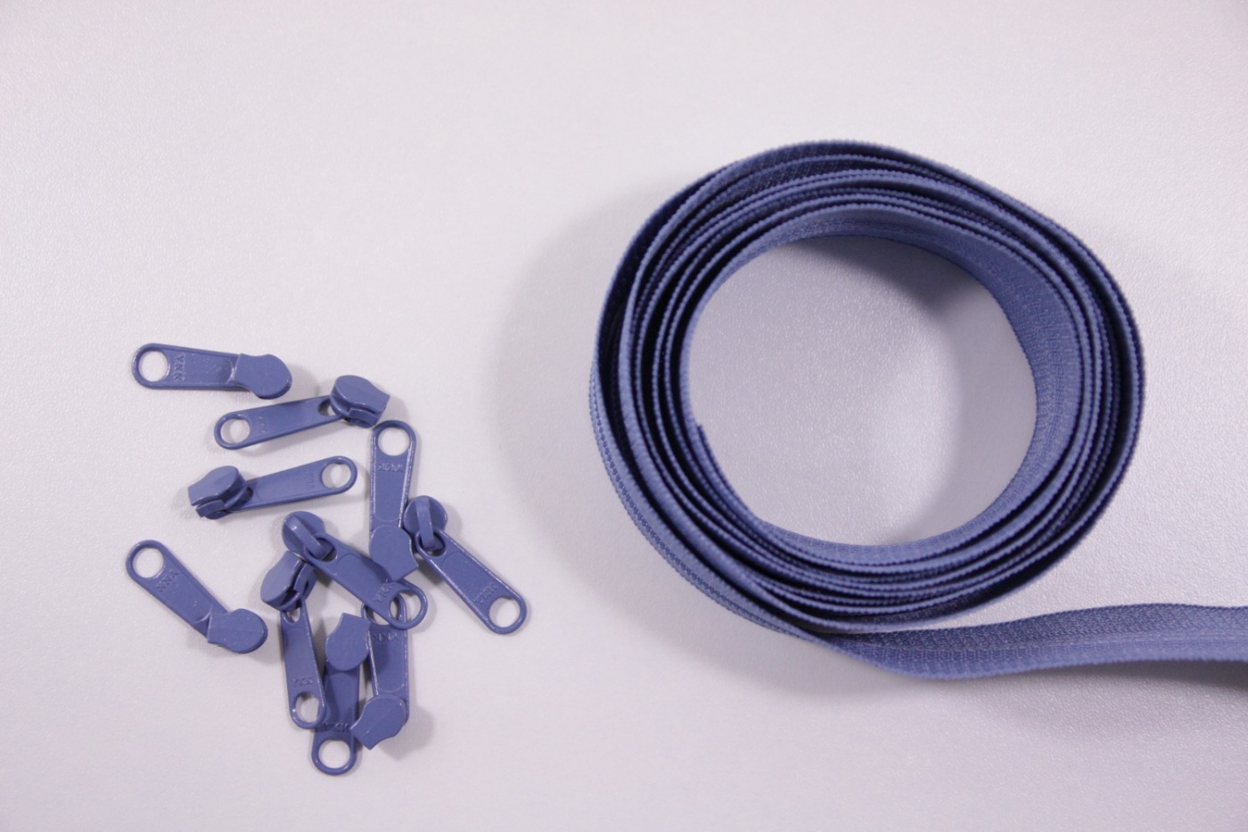 Rits-oud blauw-2 meter lang-10 zippers-Y
