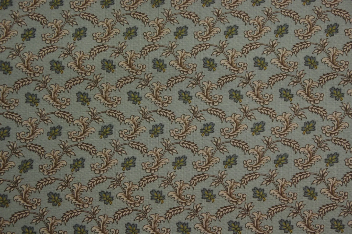 quiltstof-art deco-licht oudblauw-bruin.