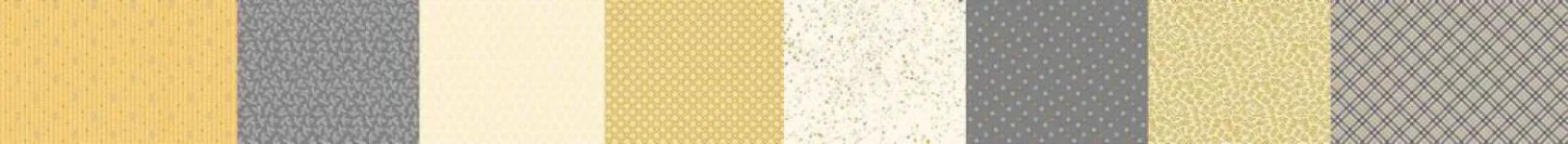 quiltstof-Geel, grijs en ivoor in 8 vert.