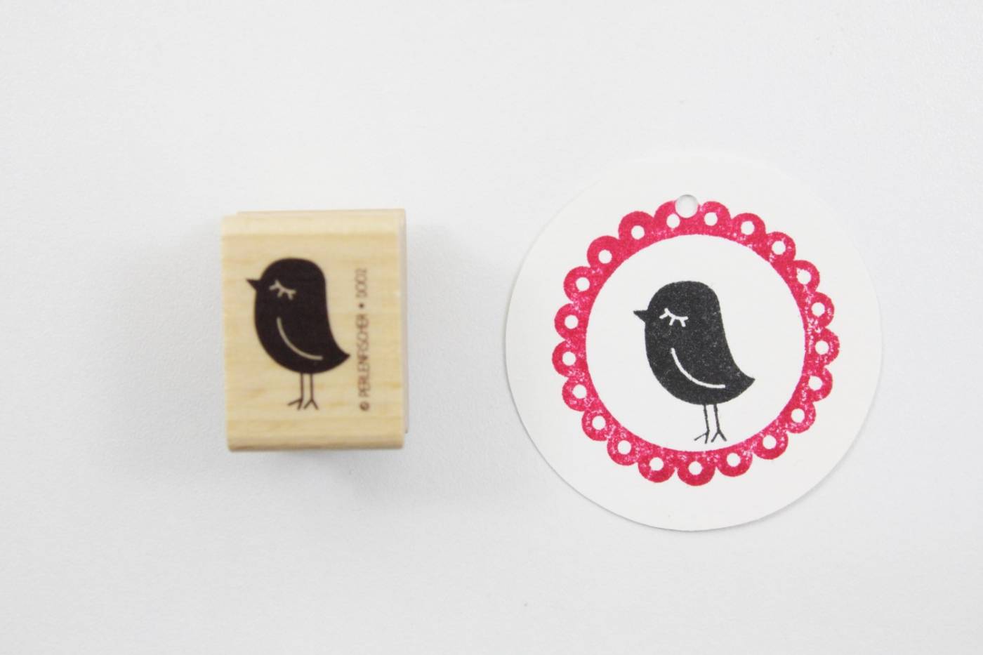 WIT-houten stempel-vogel-meisje-bird-bir