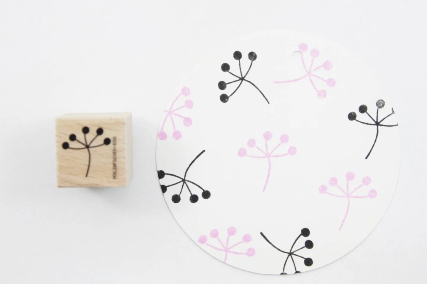 WIT-houten stempel-bloemknoppen-bloemtak.
