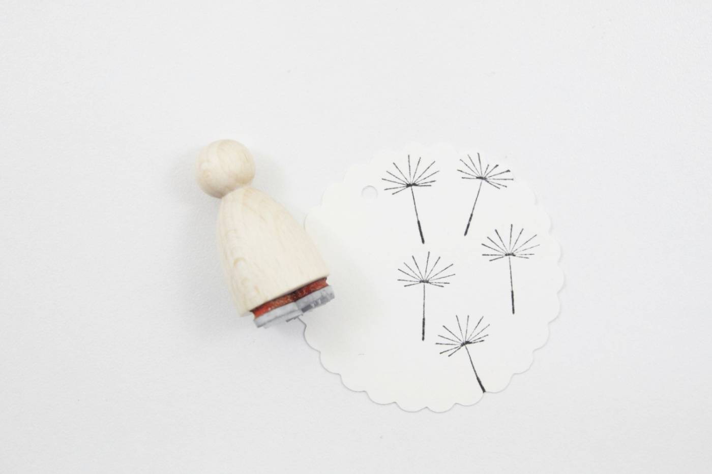 WIT-houten stempel-dandelion-pusteblume-