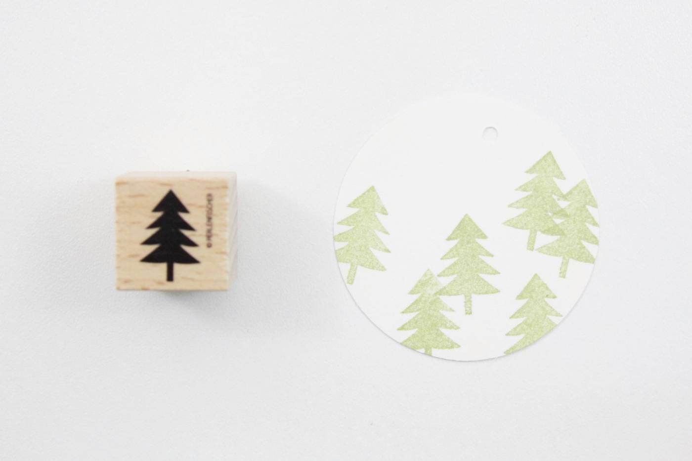 WIT-houten stempel-kerstboom-dennenboom-