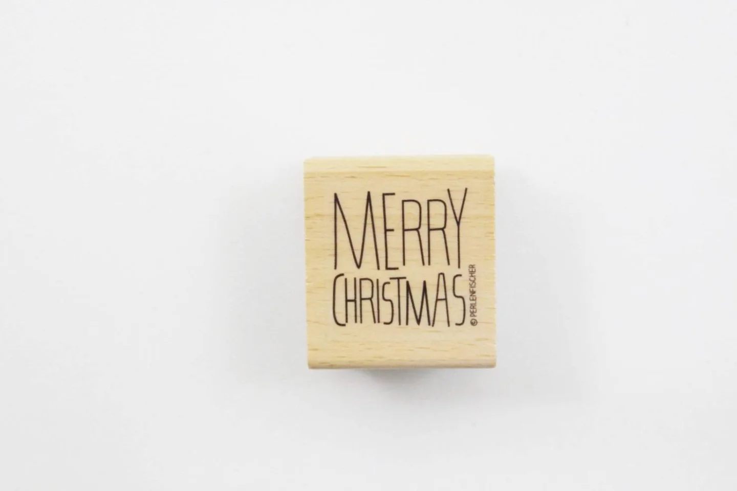 WIT-houten stempel-merry christmas-kerst.