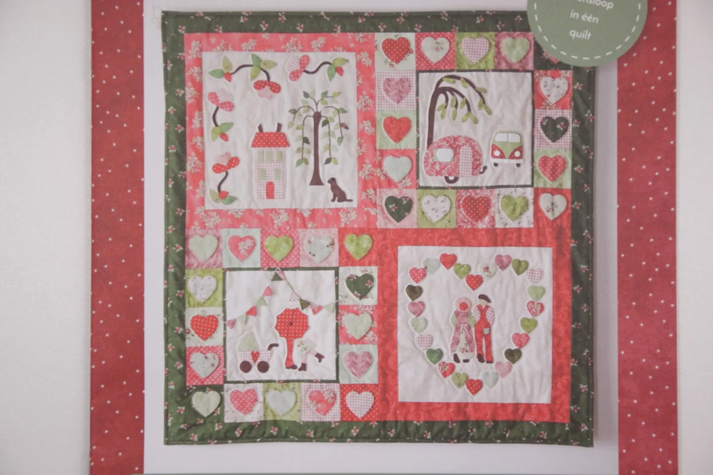 Quiltpatroon huisje boompje beestje-leve.
