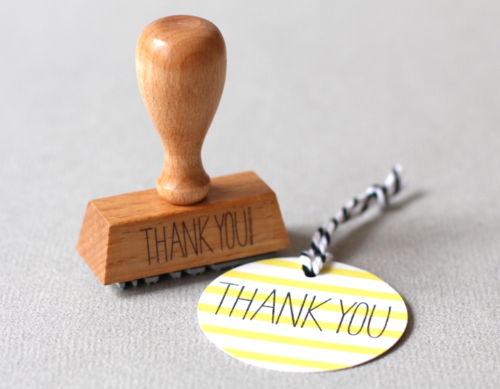 Perlenfischer stempel hout thank you bed