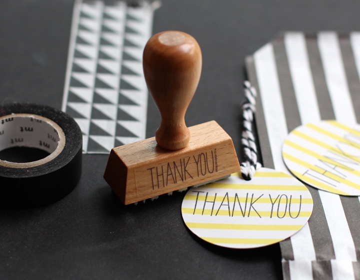 Perlenfischer stempel hout thank you bed