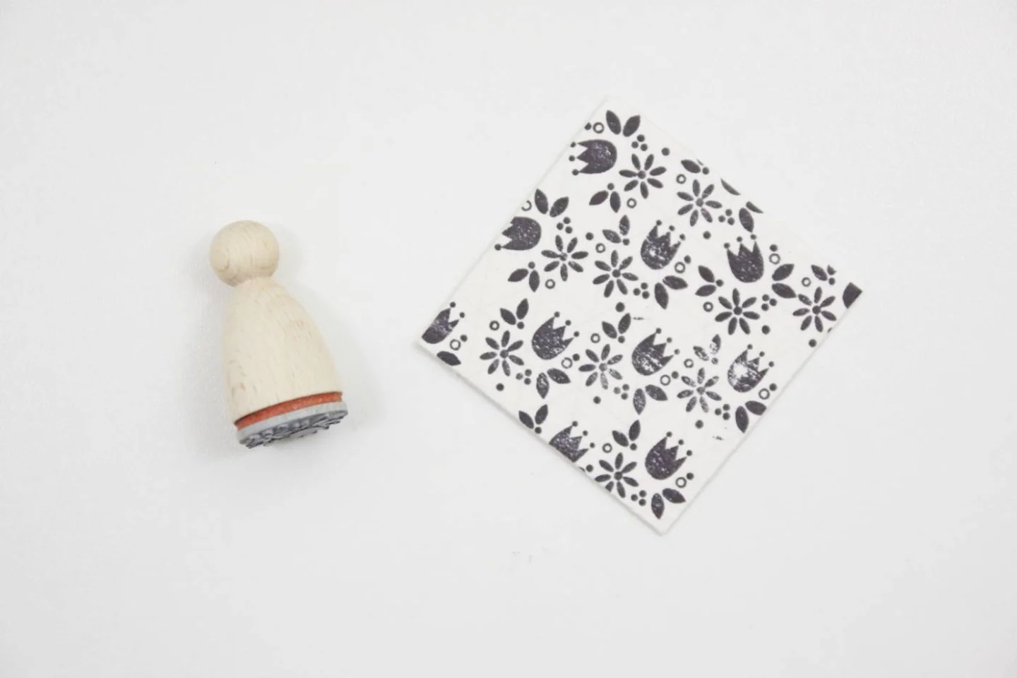 WIT-Stempel hout Perlenfischer bloemenve.