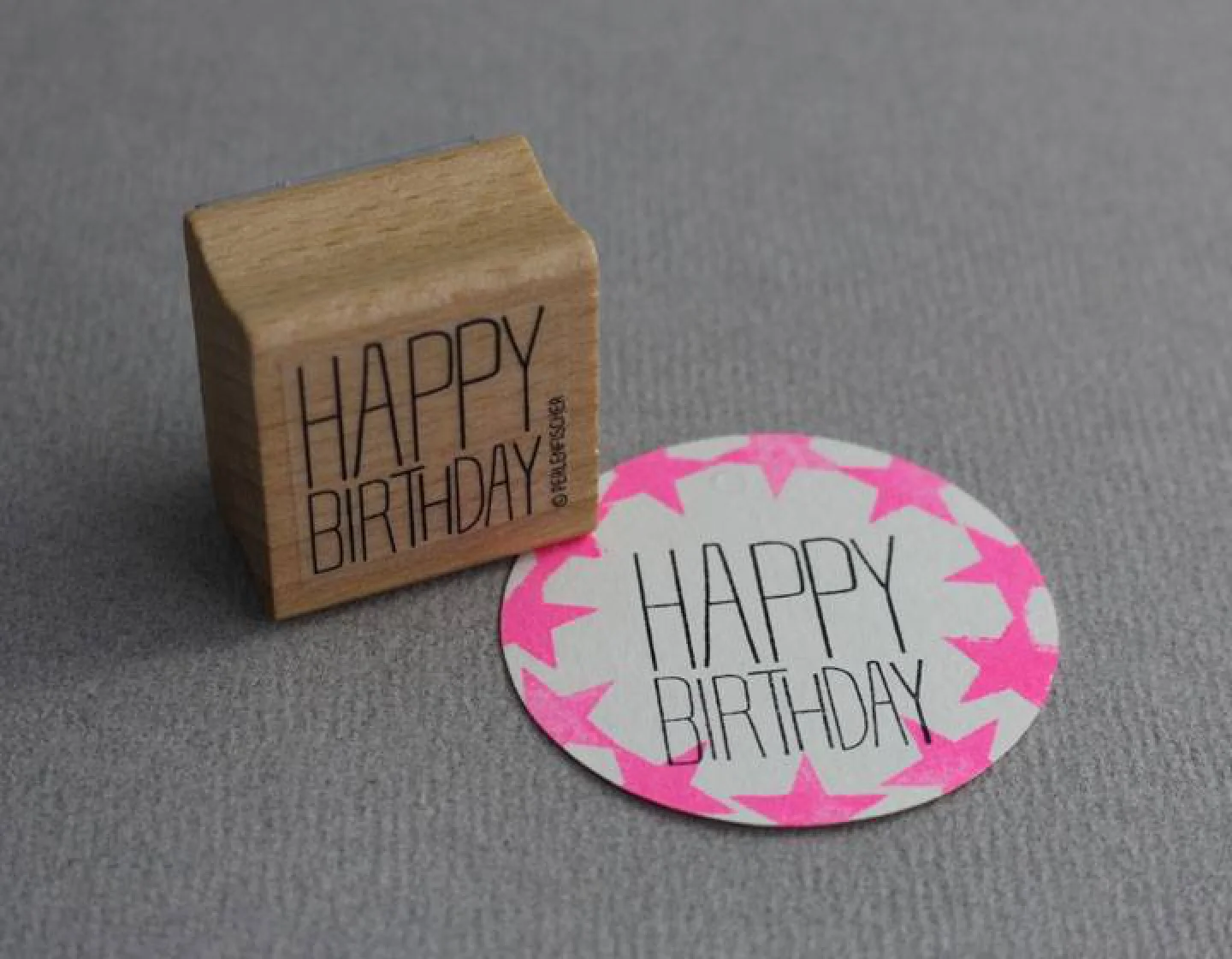 Stempel hout Perlenfischer Happy Birthda.