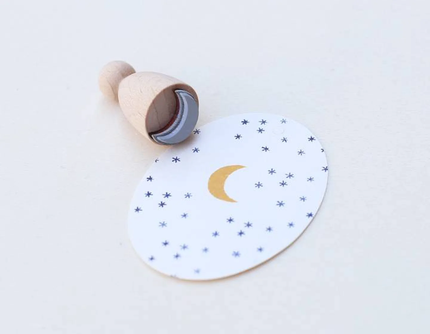 Houten stempel Perlenfischer maan-moon-s.