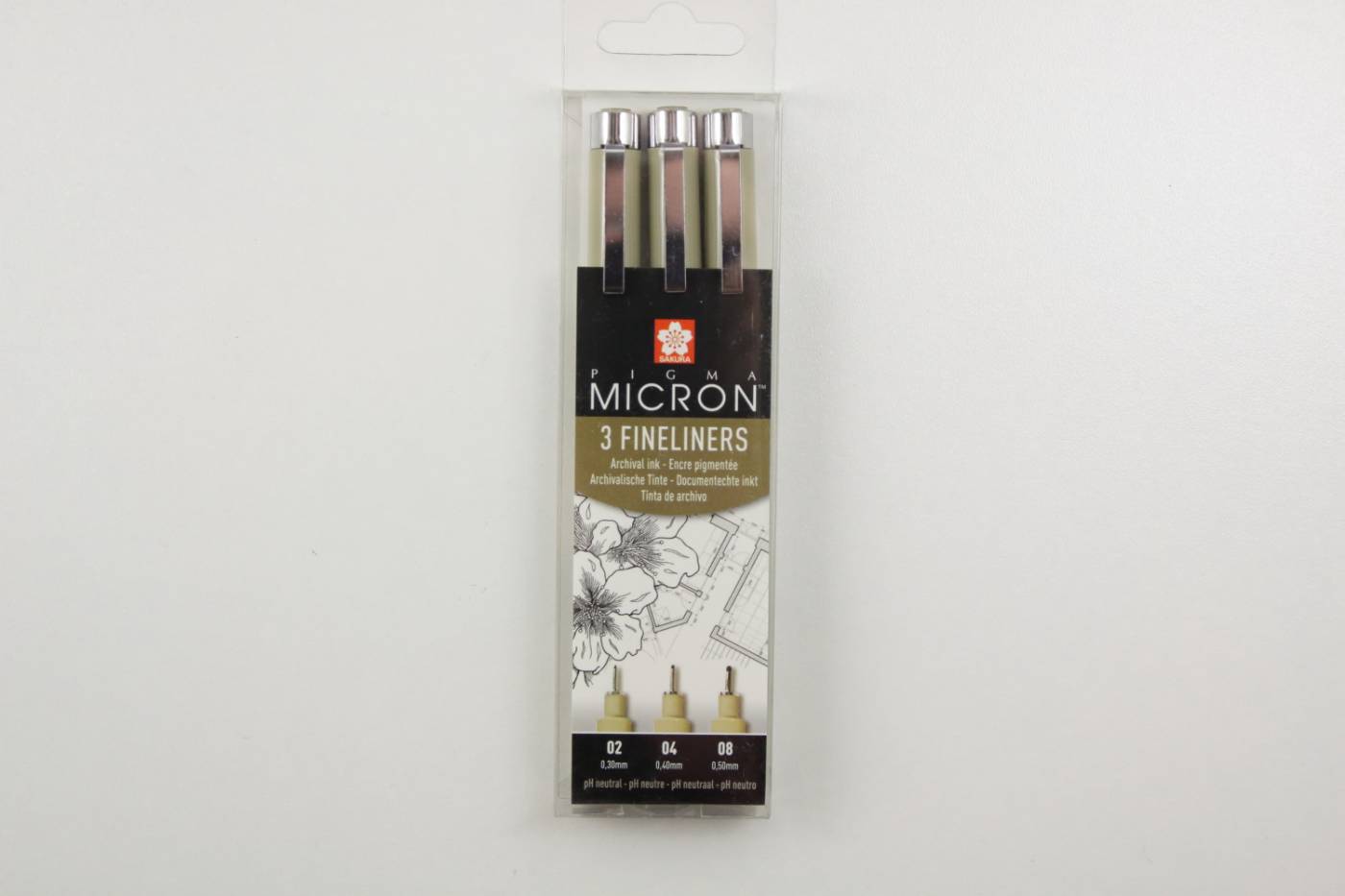 Fineliners-Pigma Micron-3 stuks-02,04 en