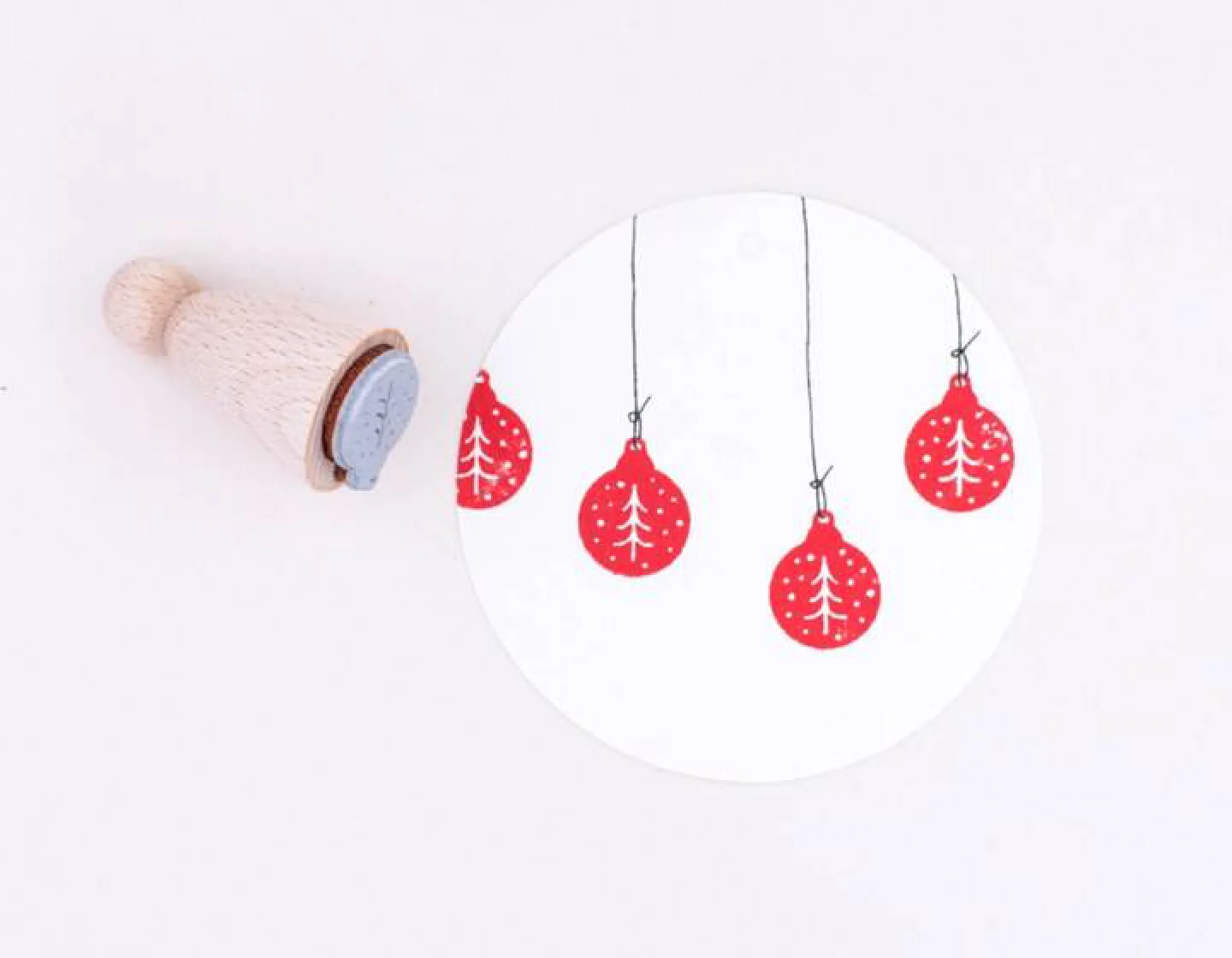 houten stempel kerstbal kugel tanne kers.