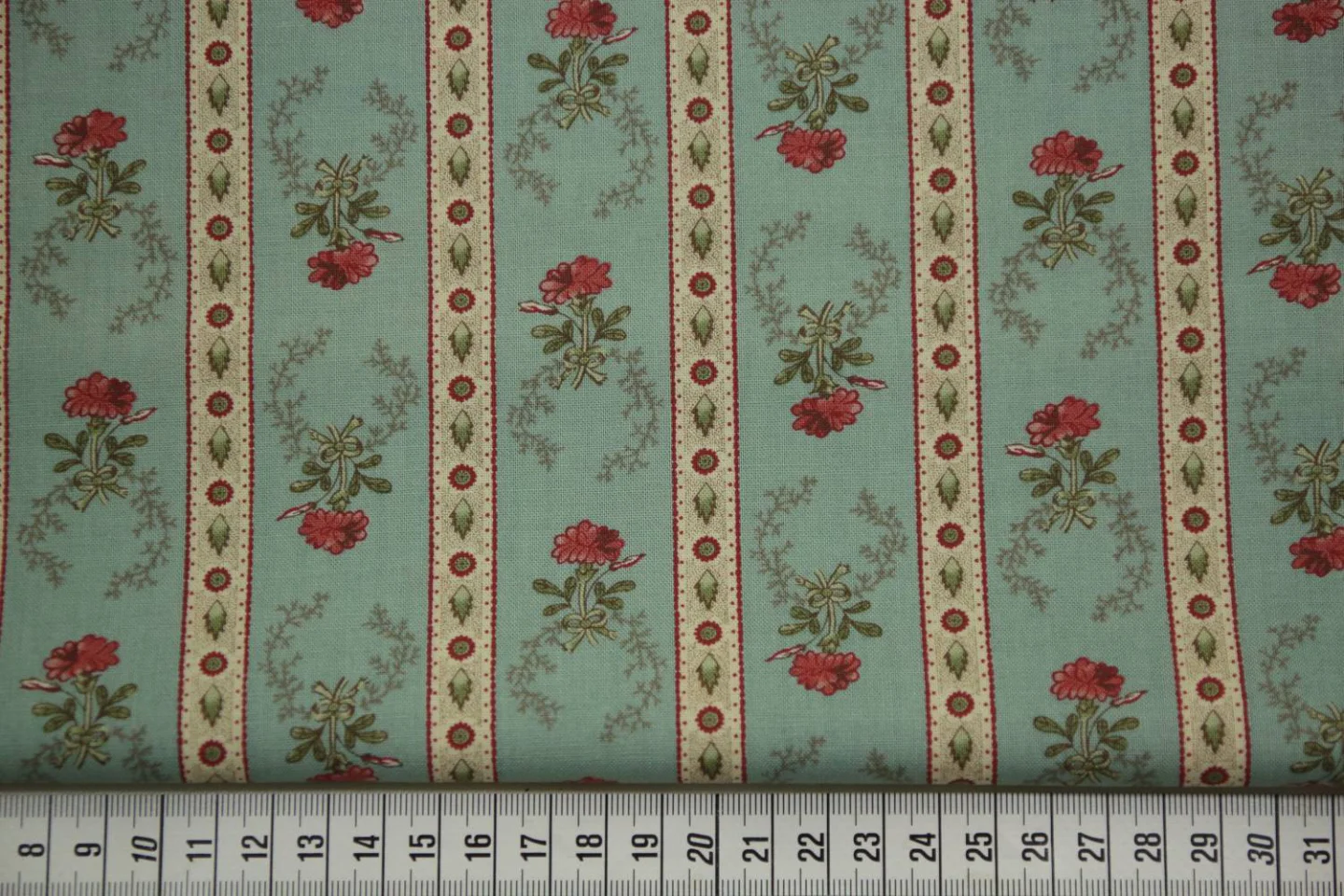 quiltstof-zeeblauw en ecru-randstof-Moda.