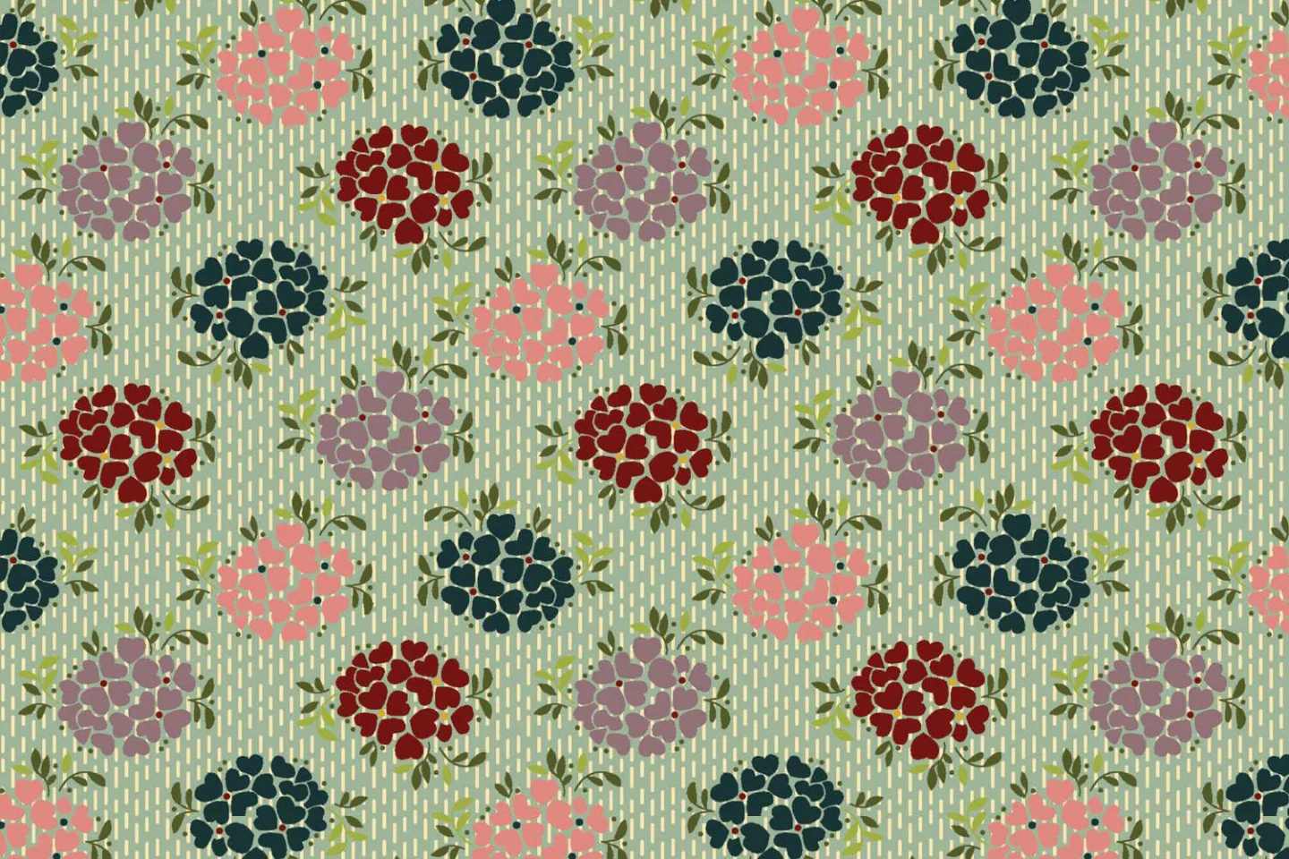 quiltstof-ijsblauw-met hartenboeketjes-E.