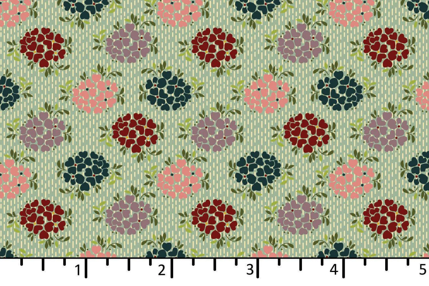 quiltstof-ijsblauw-met hartenboeketjes-E.