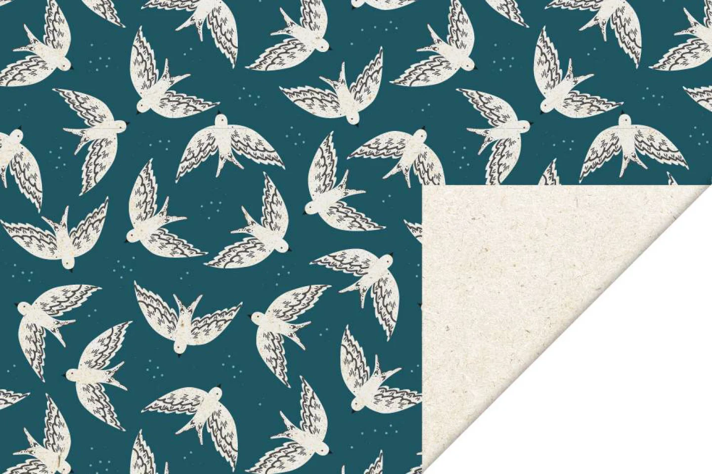 hip inpakpapier blauw petrol vogels natu.