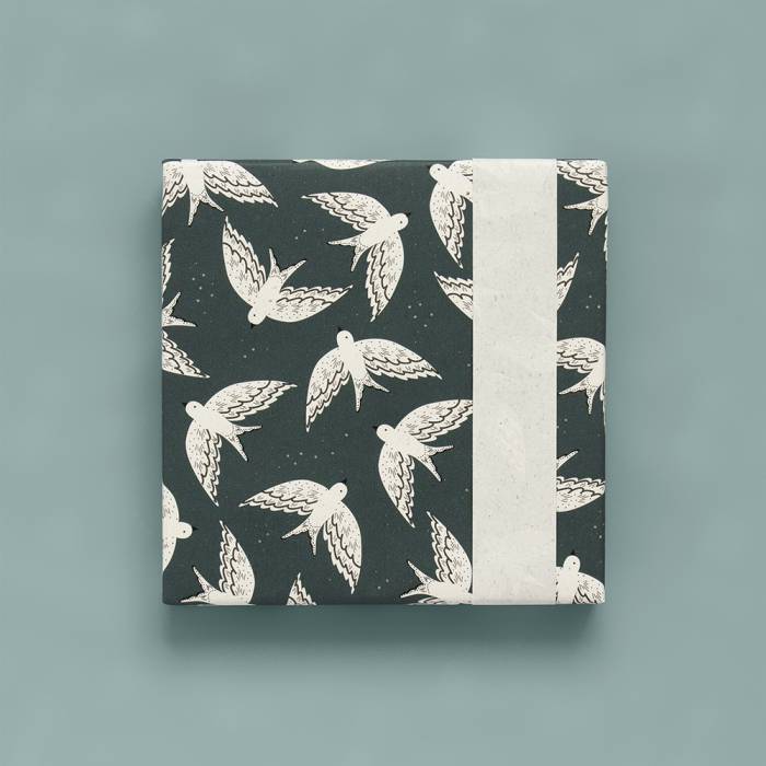 hip inpakpapier blauw petrol vogels natu