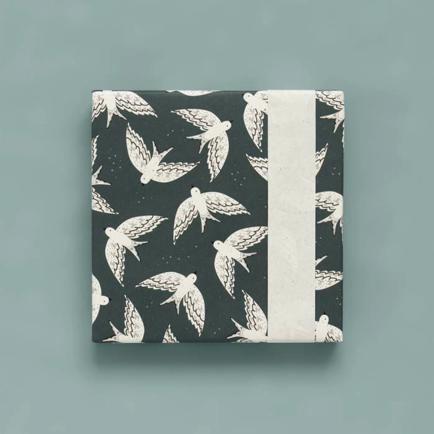 hip inpakpapier blauw petrol vogels natu.