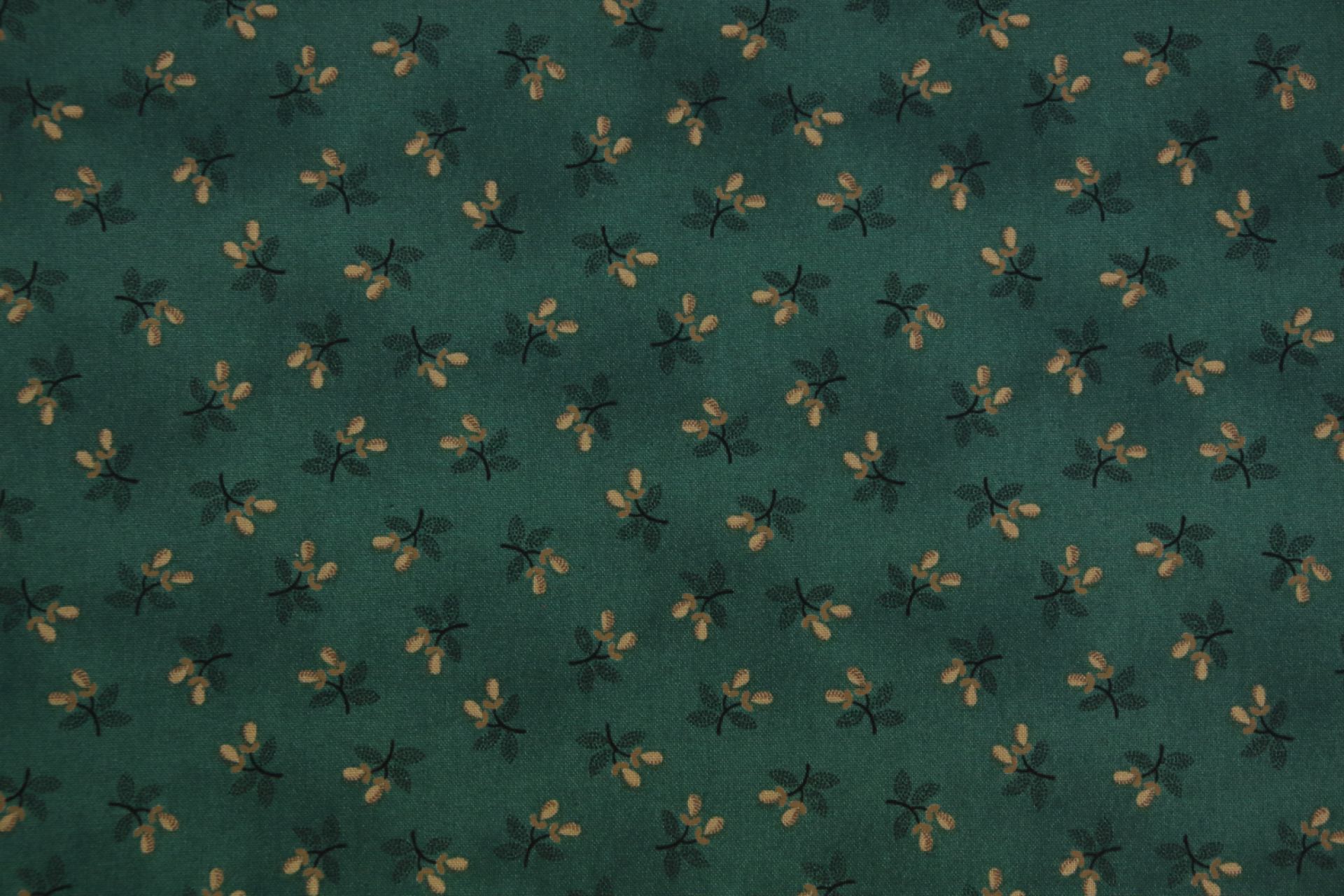 quiltstof-Flessengroen met takje in zwar