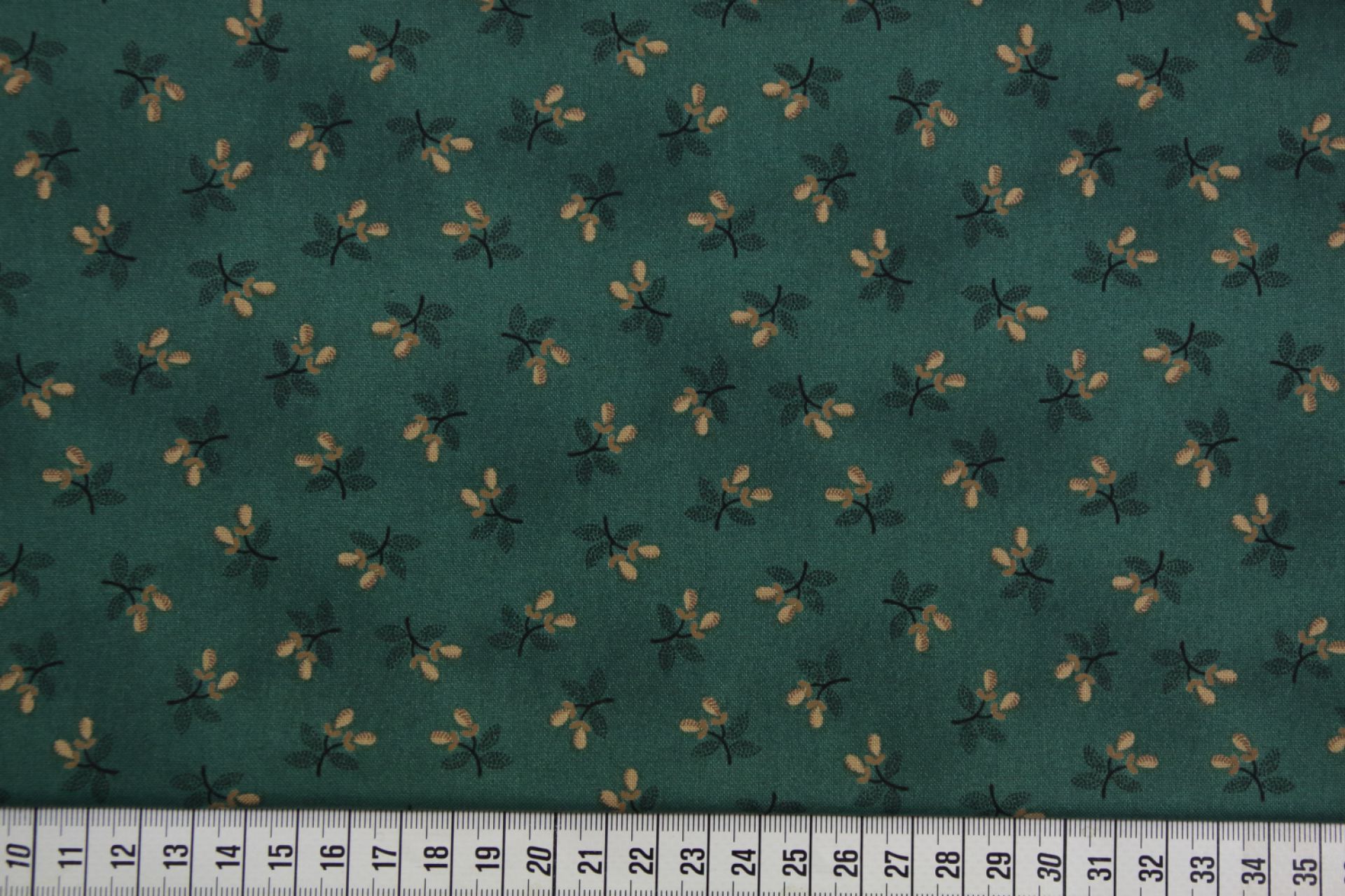 quiltstof-Flessengroen met takje in zwar