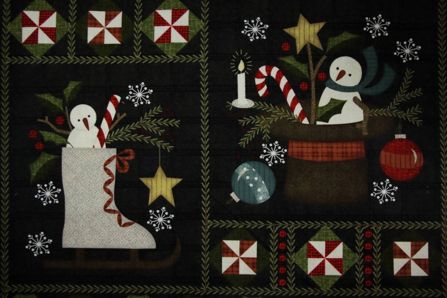 quiltstof-Antraciet panel Snowdays Flann