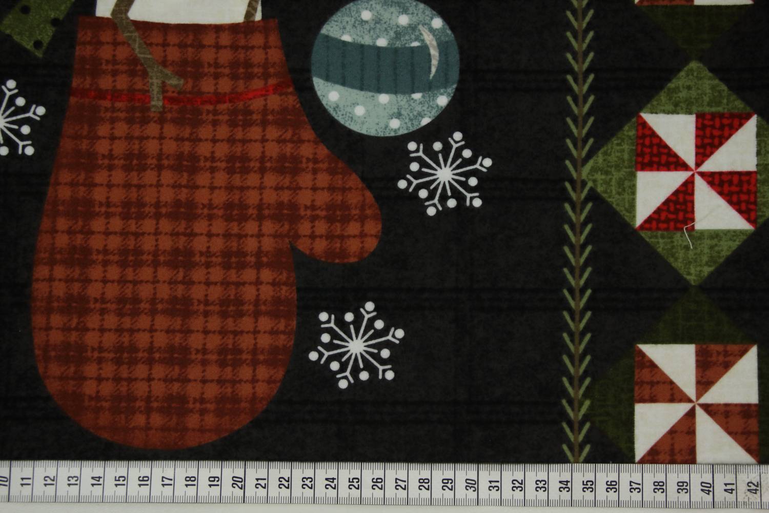 quiltstof-Antraciet panel Snowdays Flann