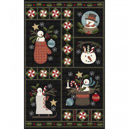 quiltstof-Antraciet panel Snowdays Flann