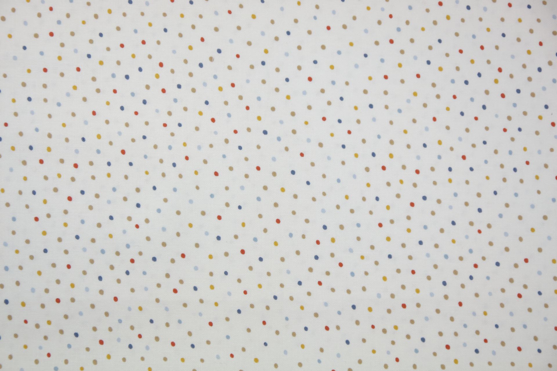 quiltstof-Ivoor met gekleurde stipjes-Mo