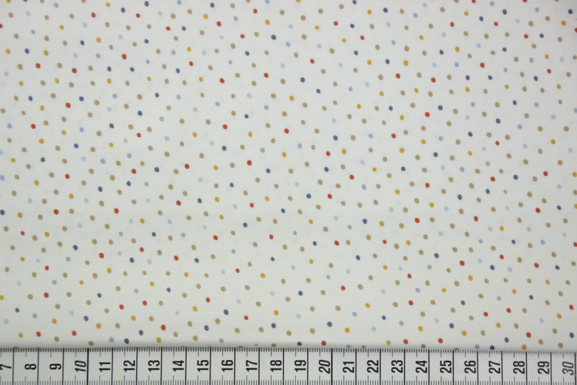quiltstof-Ivoor met gekleurde stipjes-Mo