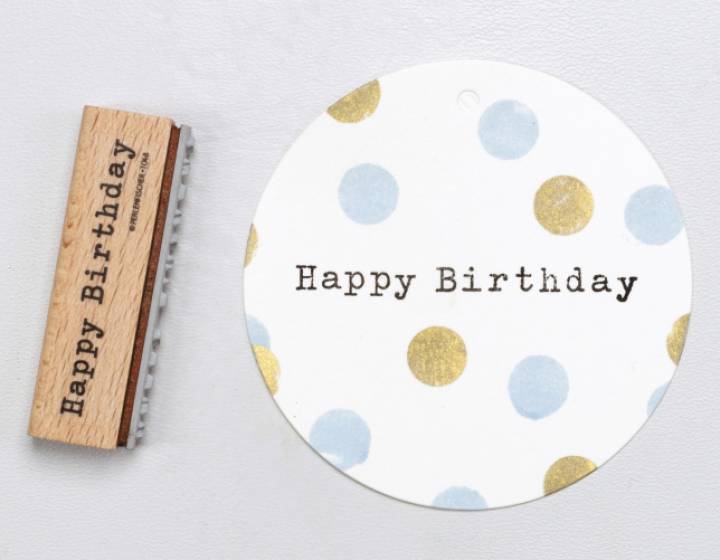 Houten stempel-Perlenfischer-Happy Birth