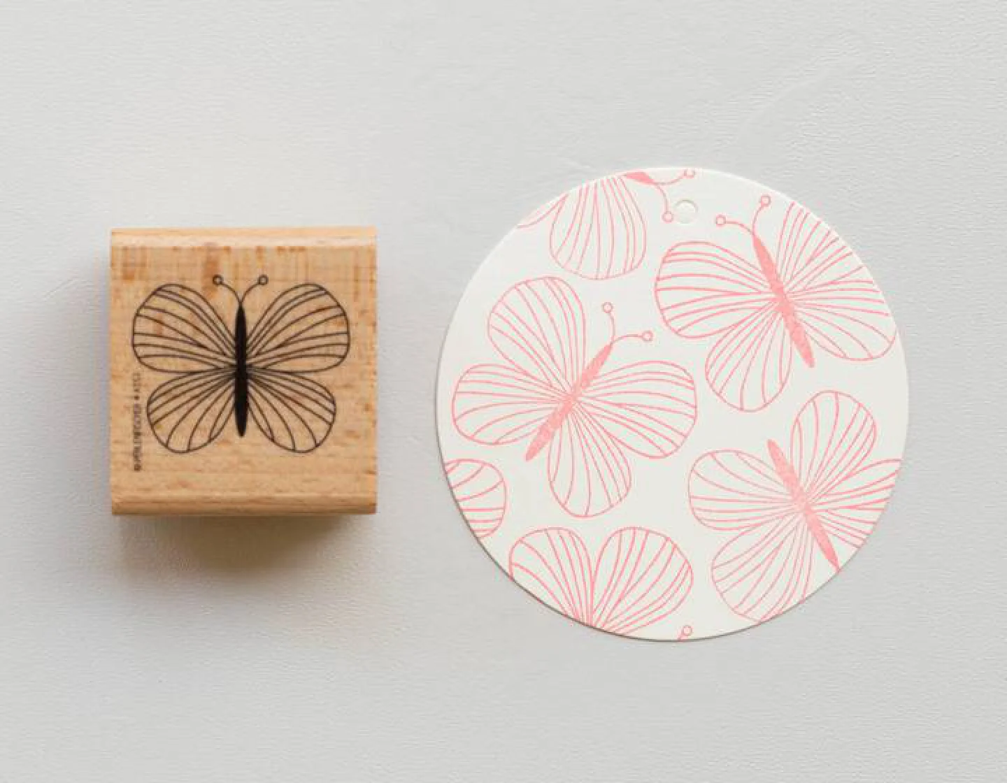Houten stempel-Perlenfischer-vlinder-5 x.
