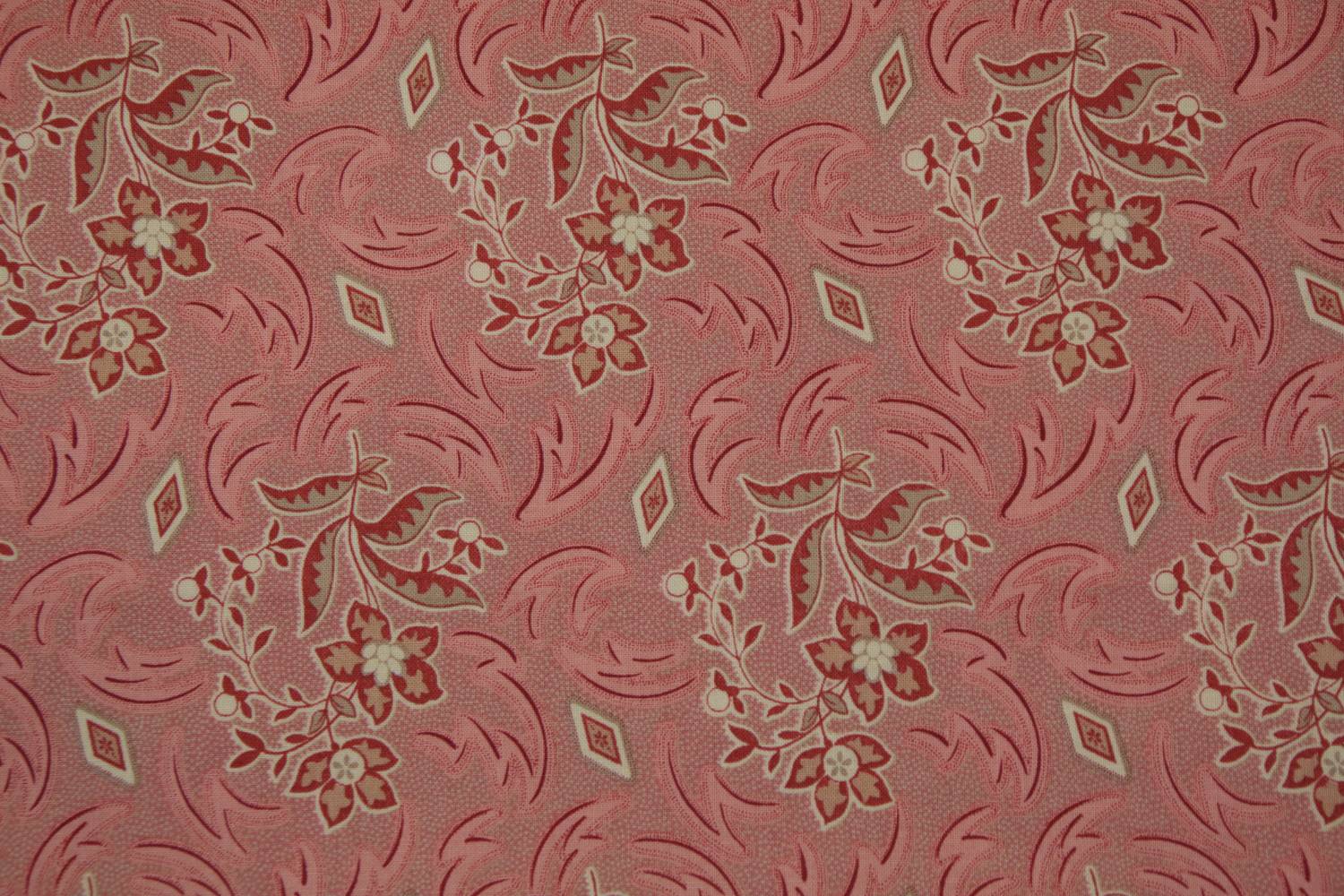 quiltstof-warmroze-bloemen in taupe en r