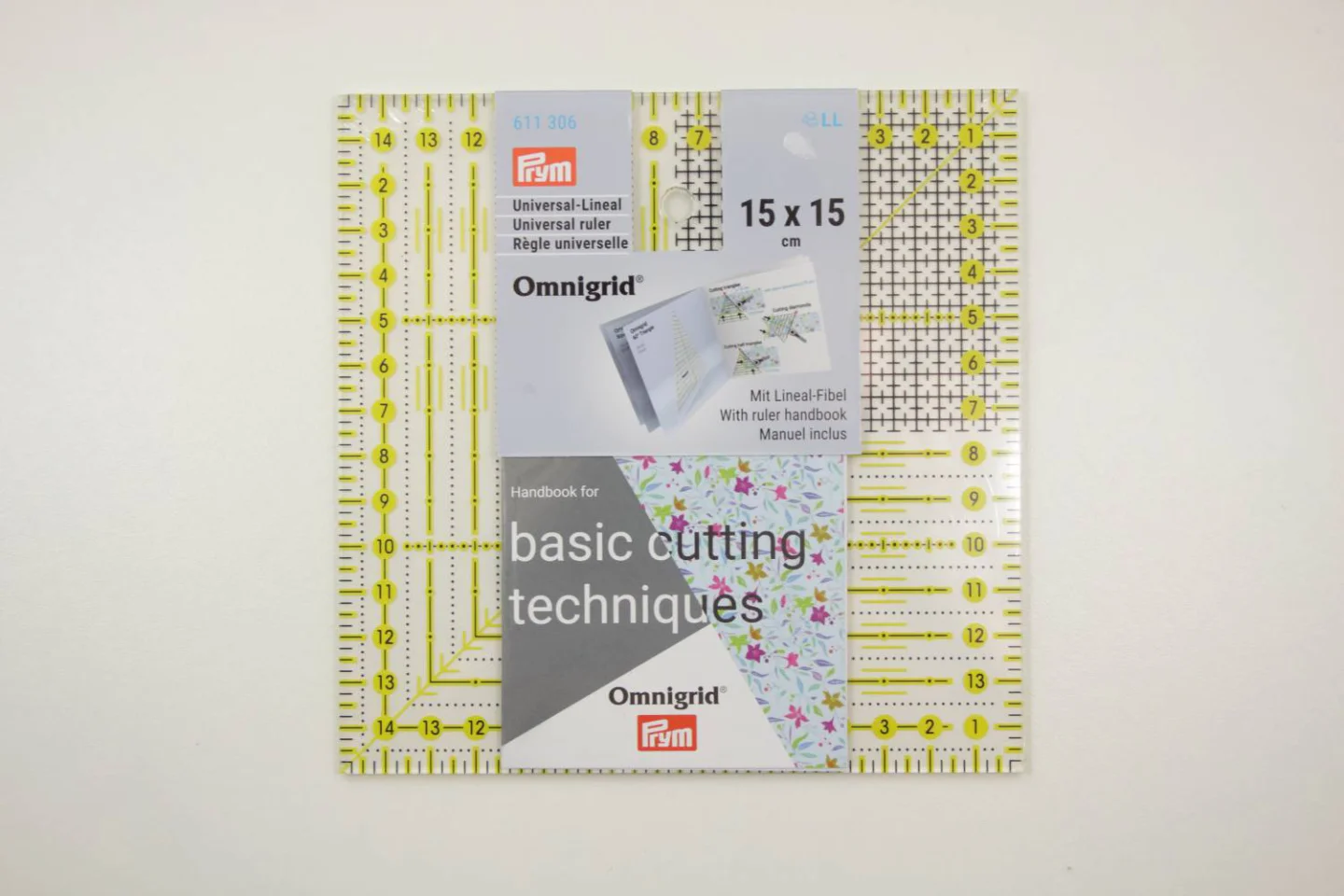 Liniaal-Prym-15x15cm quiltgereedschap.