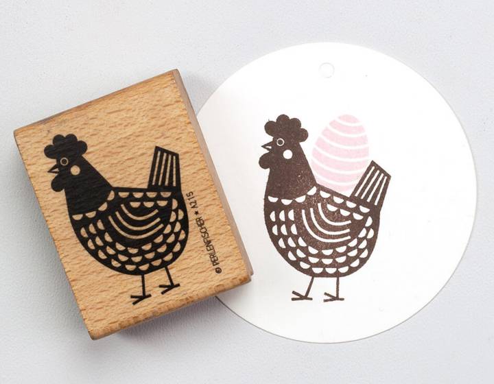 stempel hout kip chicken boerderijdier b