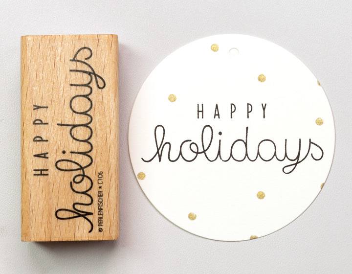 stempel hout happy holidays perlenfische