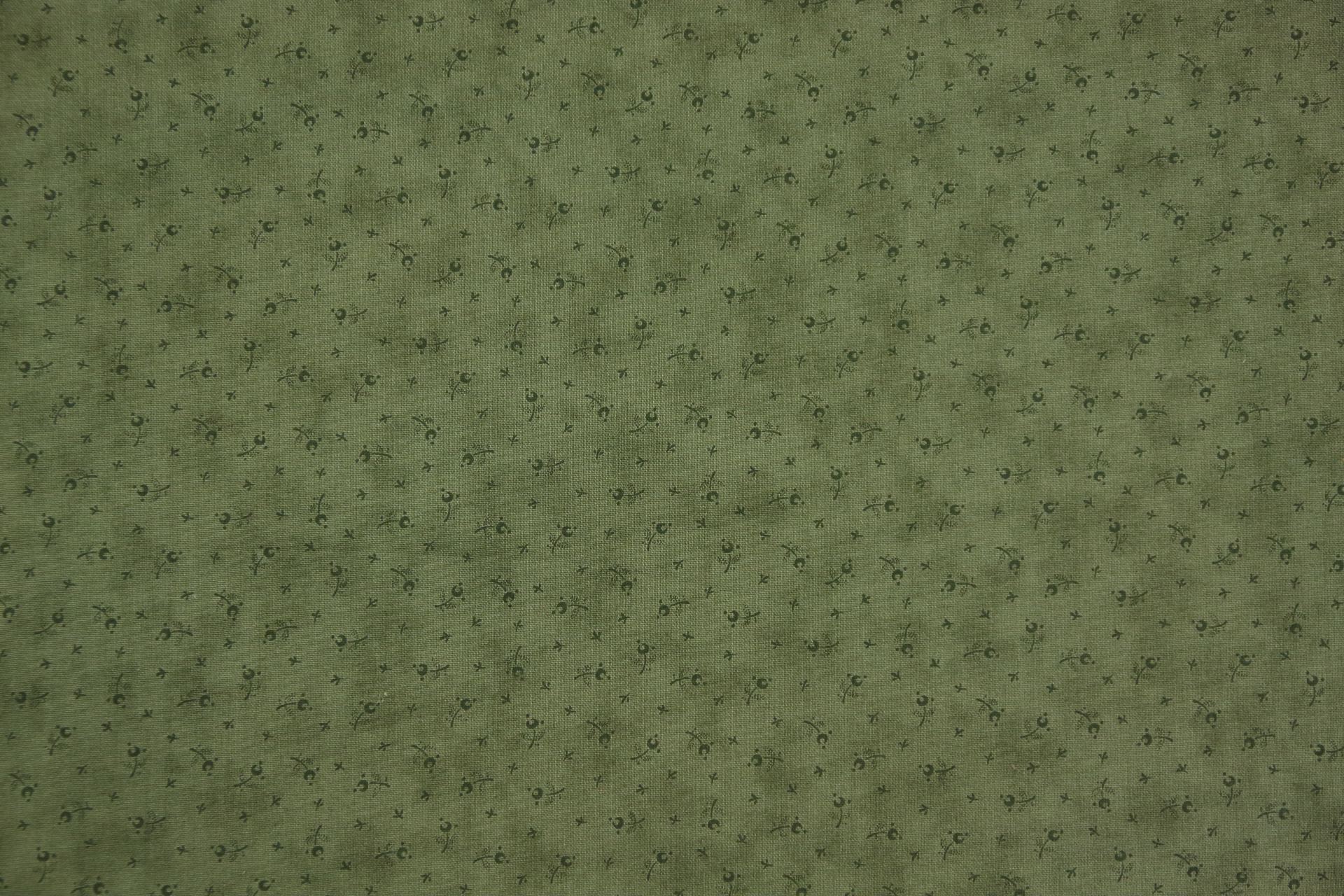 quiltstof-Eikengroen met bloempje-44364