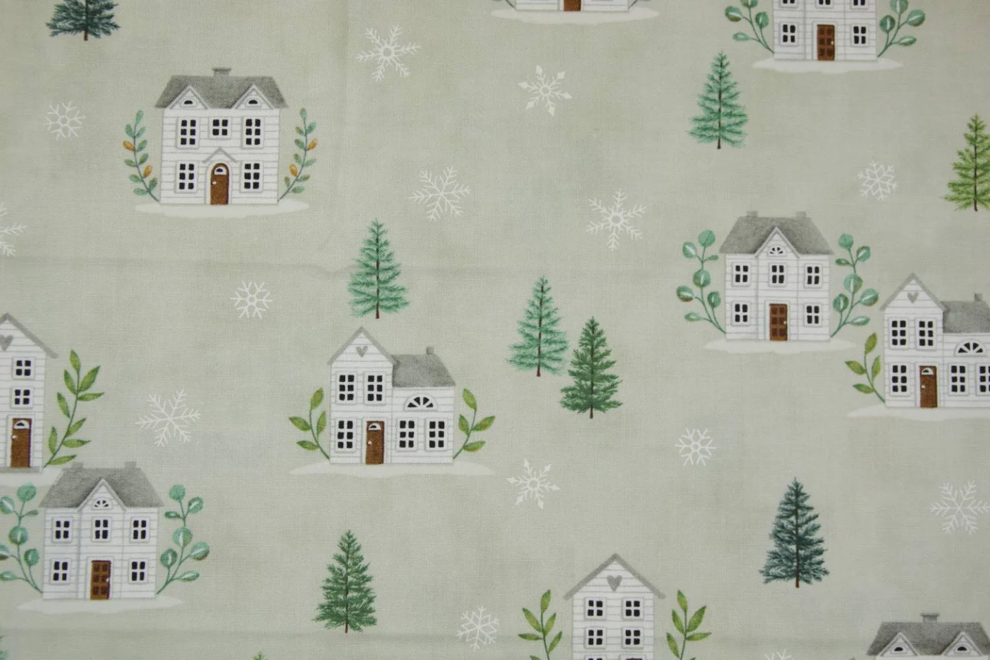 quiltstof-zachtgrijs met huisjes-Moda-De.