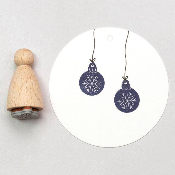 Houten stempel-Perlenfischer-kerstbal ij