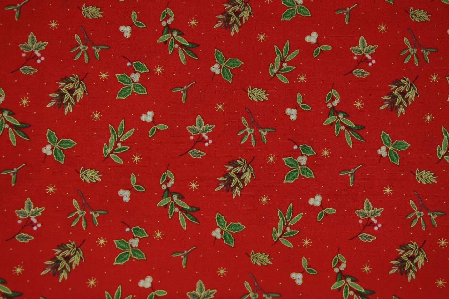 quiltstof-Rood-kersttakken in groen met.