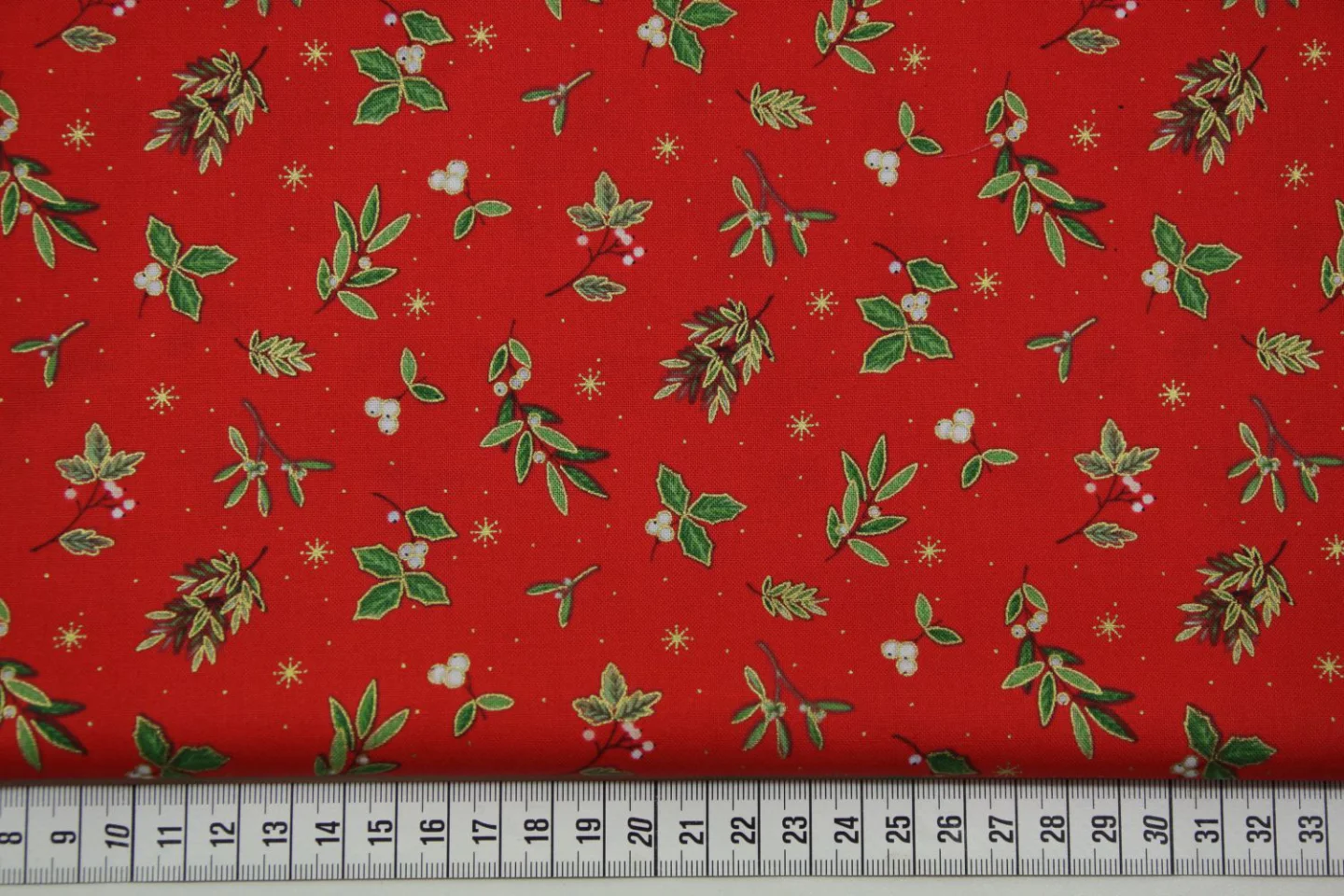 quiltstof-Rood-kersttakken in groen met.