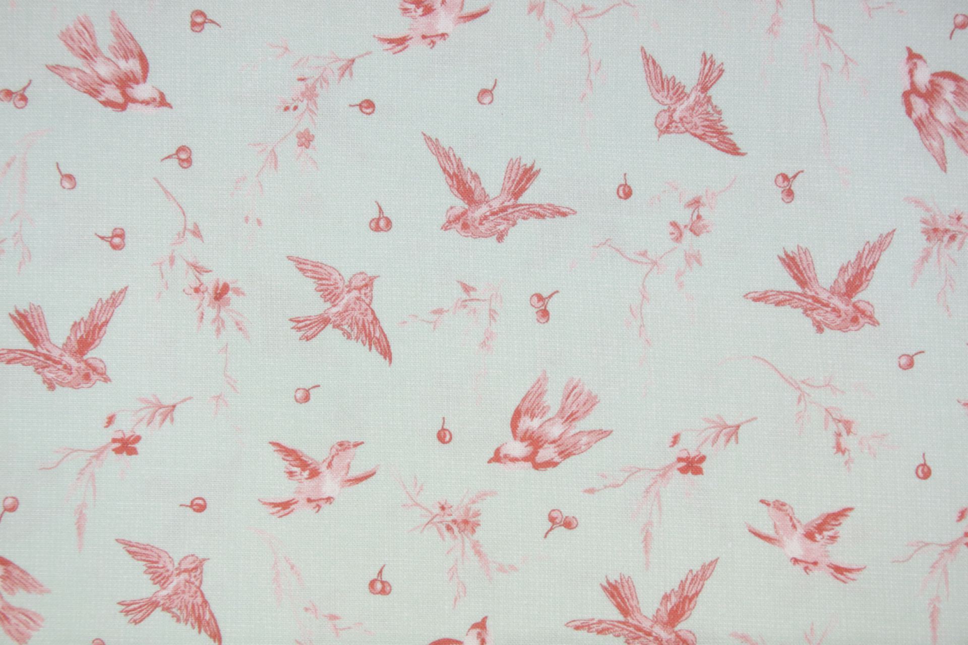 quiltstof-Zachtgroen, vogeltjes in rozer