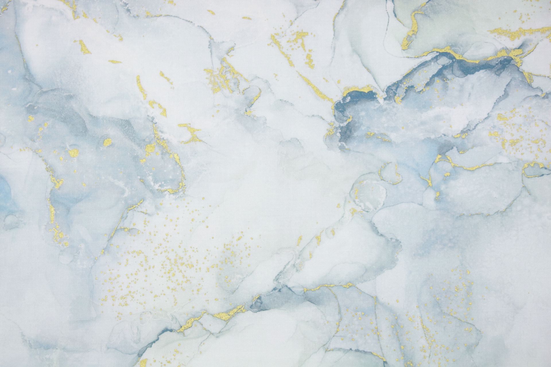 quiltstof-Blauw gemarmerd met goud-North