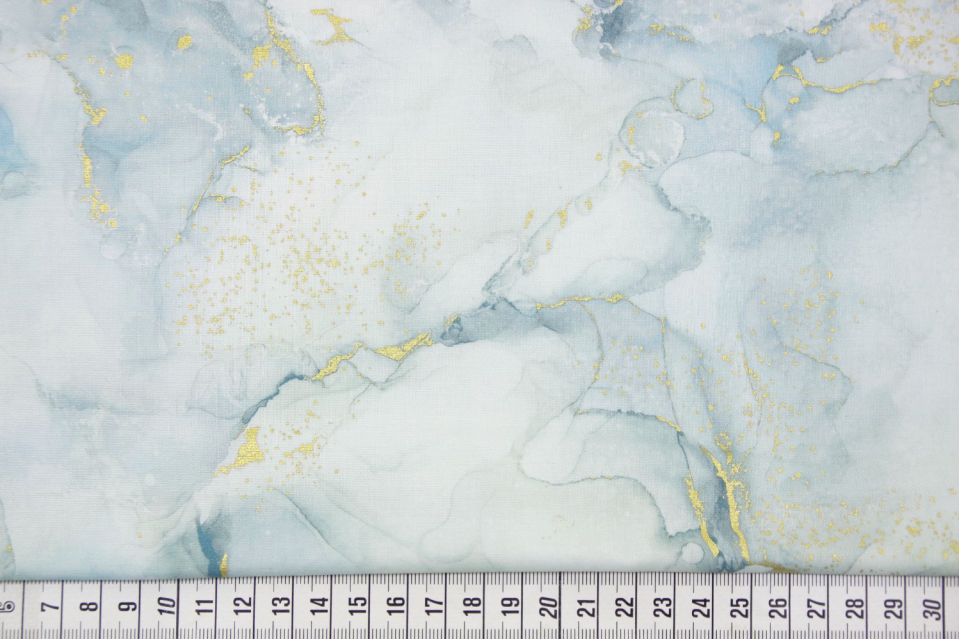 quiltstof-Blauw gemarmerd met goud-North