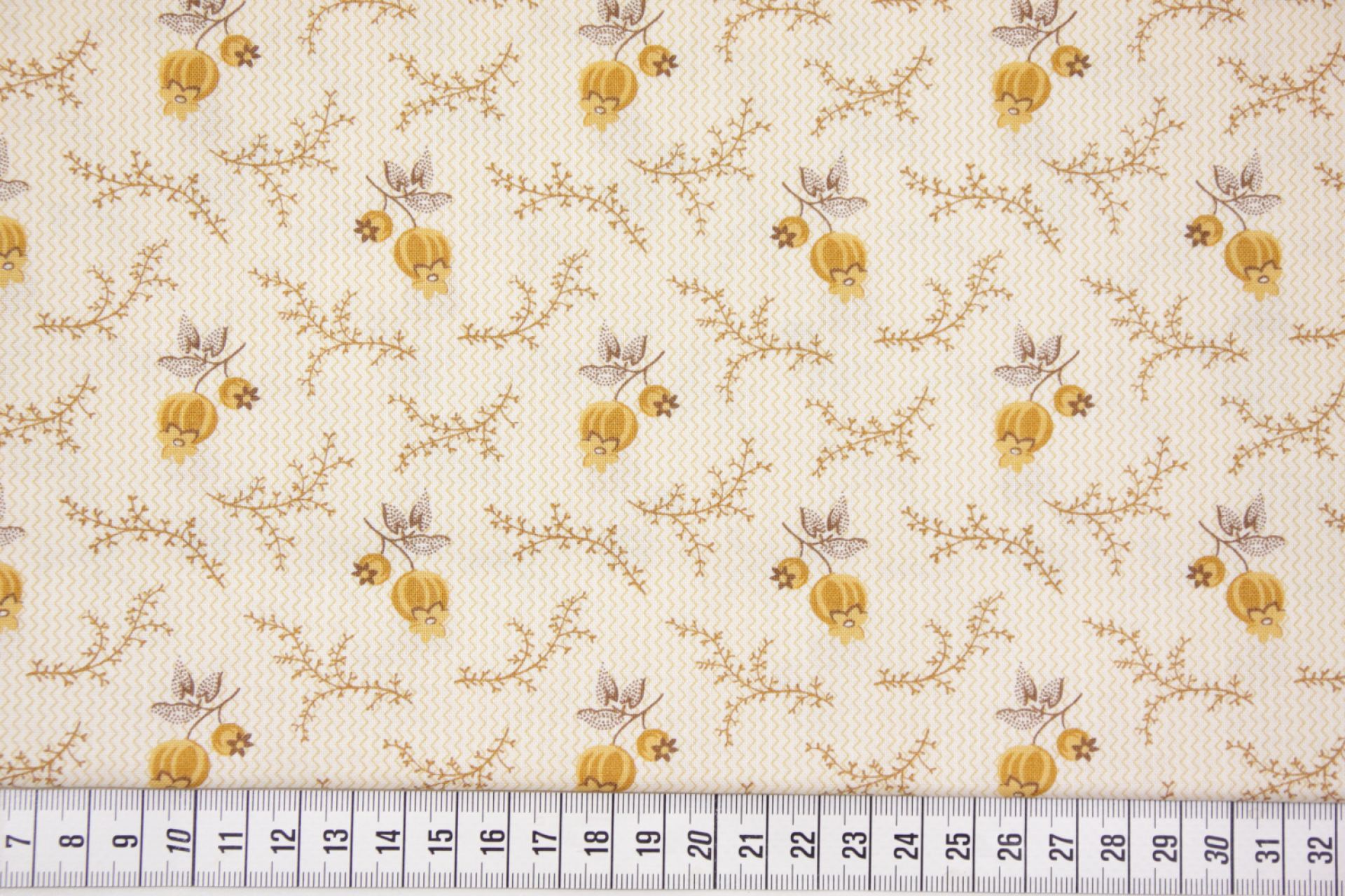 quiltstof-Ivoor met gele papaverbol-Ando