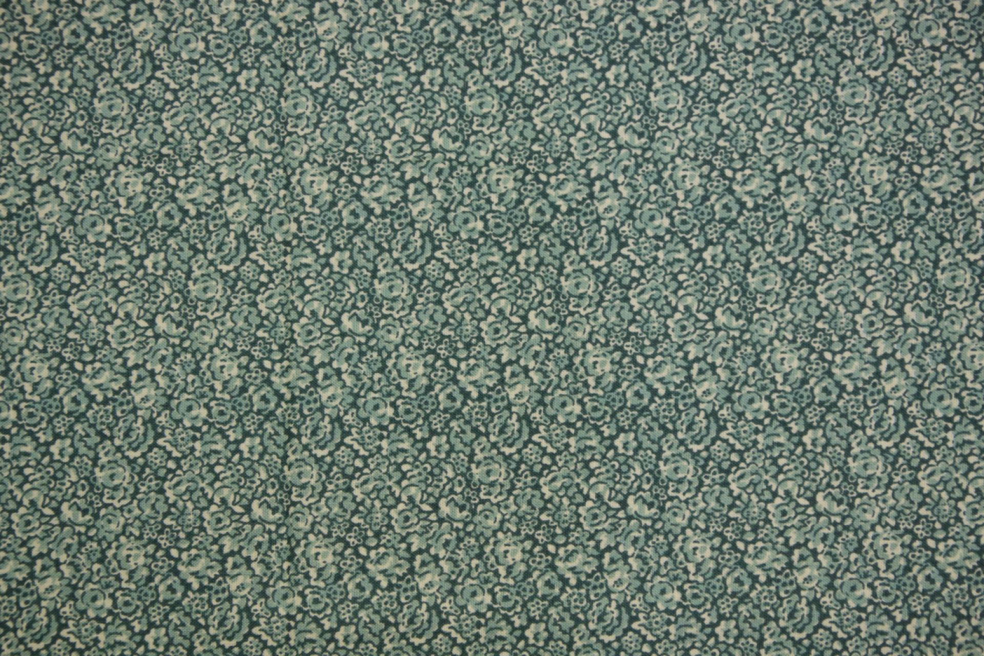 quiltstof-Flessengroen met zeegroene blo