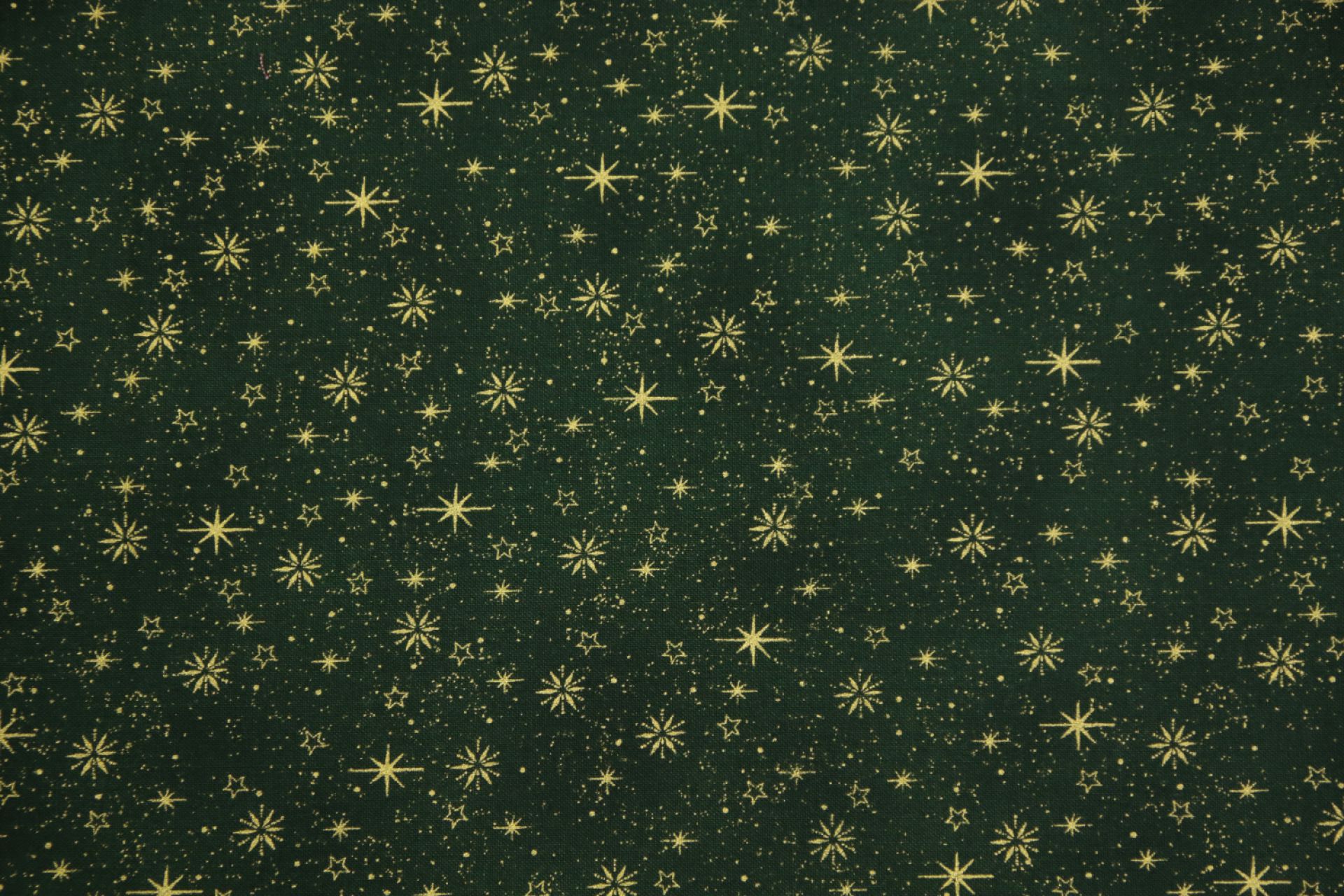 quiltstof-kerst-Donkergroen met gouden s