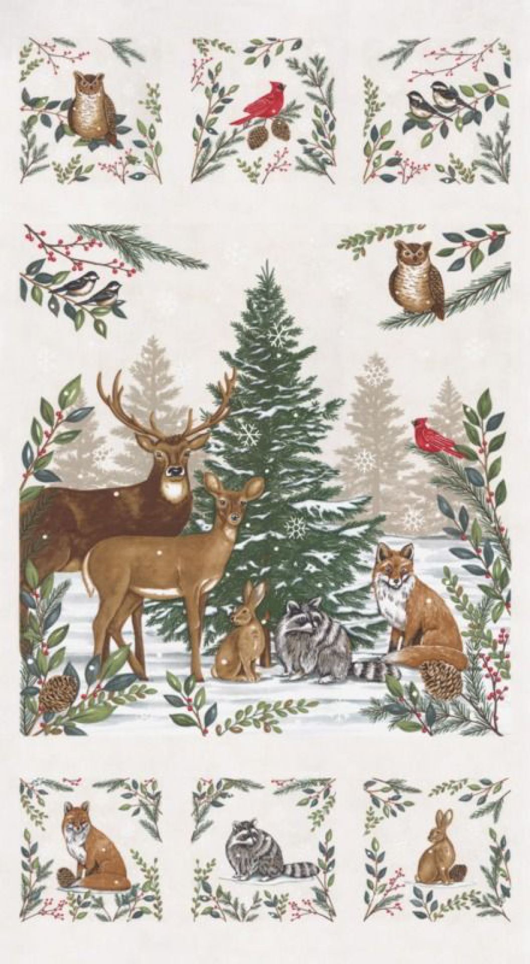 Panel wit-Woodland Winter-Moda- Deb Stra