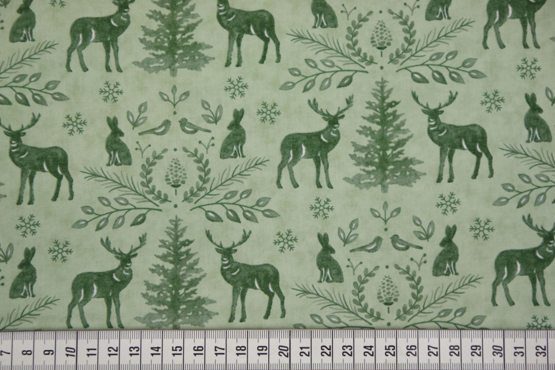 quiltstof-Zacht mintgroen met edelherten